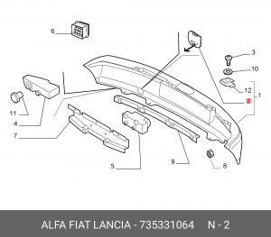 Заглушка буксировочной петли 735331064 ALFA FIAT LANCIA