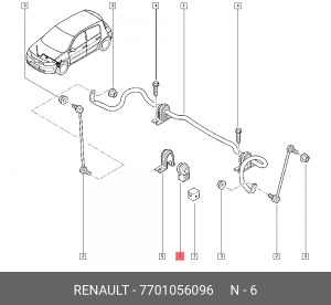 Втулка стабилизатора 7701056096 RENAULT