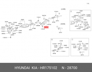 Средний глушитель выхлопных газов HR175102 HYUNDAI KIA