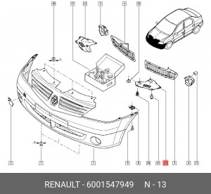 Защита бампера 6001547949 RENAULT