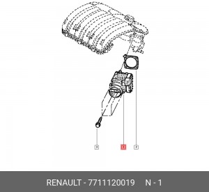 Патрубок дроссельной заслонки 7711120019 RENAULT