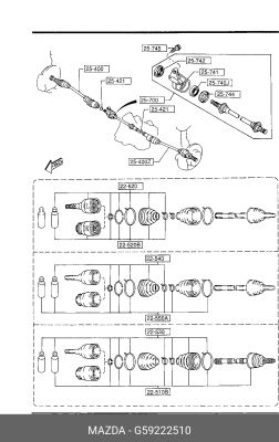 Вал привода колеса с ШРУСом G59222510 MAZDA