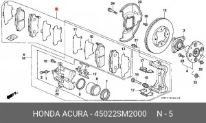 Комплект тормозных колодок, диско 45022SM2000 HONDA