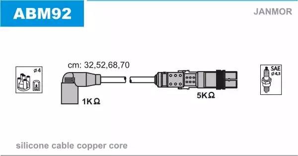 Ккомплект проводов зажигания ABM92 JANMOR