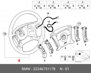 Колесо рулевое 32 34 6 751 178 BMW