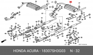 Глушитель выхлопных газов конечный 18307SH3G03 HONDA