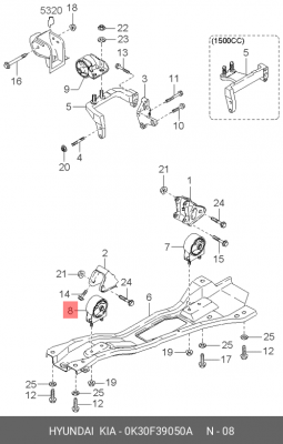 Подушка двигателя 0K30F39050A HYUNDAI KIA
