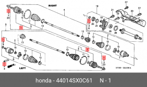Шарнирный комплект, приводной вал 44014-SX0-C61 HONDA