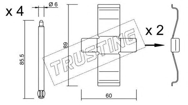 Комплектующие, колодки дискового тормоза KIT076 TRUSTING