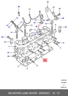 Прокладка, головка цилиндра ERR5262 LAND ROVER