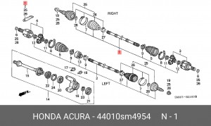 Шарнирный комплект, приводной вал 44010SM4954 HONDA