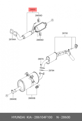 Выпускной трубопровод 286104F100 HYUNDAI KIA