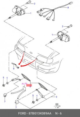 Щетка стеклоочистителя, система очистки фар 87BG13K089AA FORD