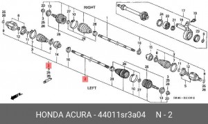 Шарнирный комплект, приводной вал 44011SR3A04 HONDA