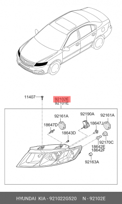Фара головного света 921022G520 HYUNDAI KIA