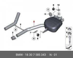 Глушитель - задняя часть системы ОГ 18 30 7 585 343 BMW