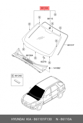 Стекло ветровое 861101F130 HYUNDAI KIA