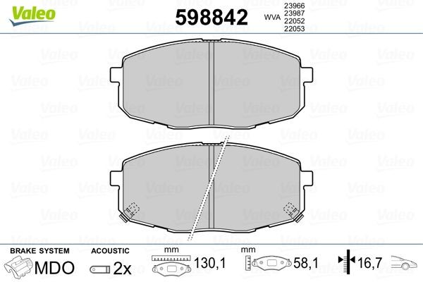 Комплект тормозных колодок, диско 598842 VALEO PHC