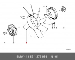 Вентилятор, охлаждение двигателя 11521273086 BMW