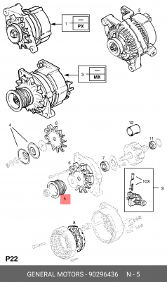 Ременный шкив, генератор 90296436 GENERAL MOTORS