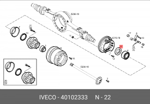 Уплотняющее кольцо, ступица колеса 40102333 IVECO