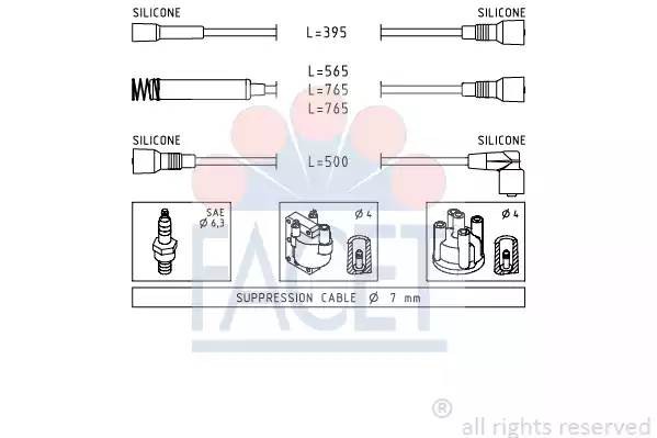 Ккомплект проводов зажигания 48531 FACET