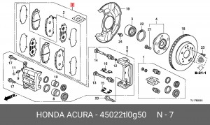 Комплект тормозных колодок, диско 45022-TL0-G50 HONDA
