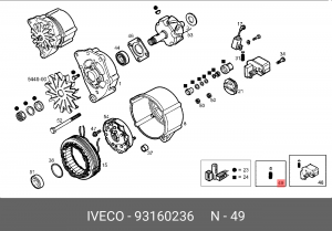 Угольная щетка, генератор 93160236 IVECO