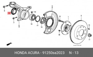 Комплект подшипника ступицы колеса 91250SA2023 HONDA