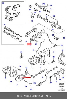 Ручка двери наружная 93BB F22401 AM FORD