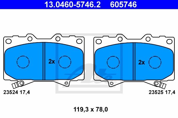 Колодки тормозные дисковые 13.0460-5746.2 ATE