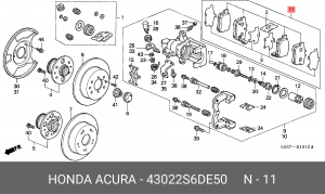 Комплект тормозных колодок, диско 43022-S6D-E50 HONDA