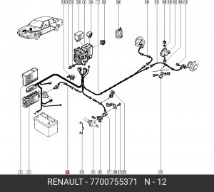 Датчик, частота вращения колеса 7700755371 RENAULT