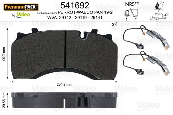 Комплект тормозных колодок, диско 541692 VALEO PHC