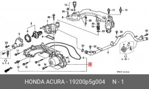 Водяной насос 19200P5G004 HONDA