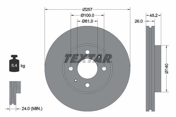 Тормозной диск 92096700 TEXTAR