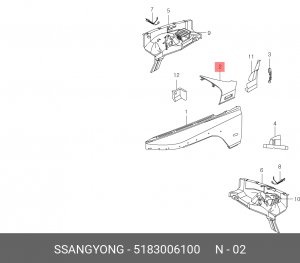 Молдинг крыла 5183006100 SSANG YONG