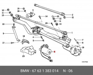 Двигатель стеклоочистителя 67 63 1 383 014 BMW