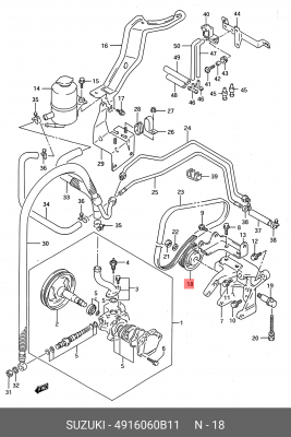 Ролик ремня приводного 49160-60B11 SUZUKI