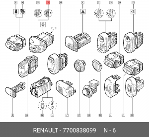 Кнопка управления стеклоподъемником 7700838099 RENAULT