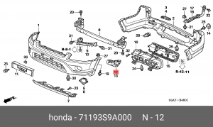 Кронштейн крепления бампера 71193S9A000 HONDA