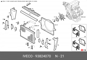 Радиатор, охлаждение двигател 93824070 IVECO