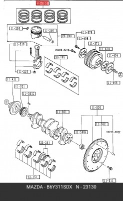Кольца поршневые B6Y3-11-SDX MAZDA