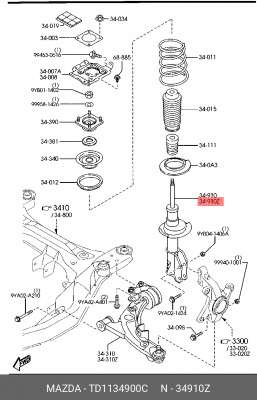 Амортизатор подвески TD11-34-900C MAZDA