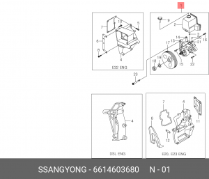 Гидравлический насос, рулевое управление 6614603680 SSANG YONG