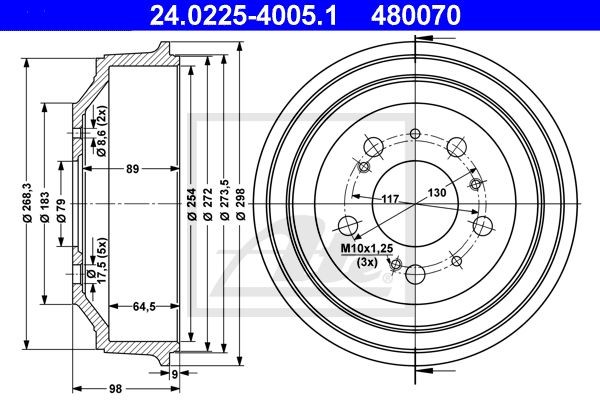 Тормозной барабан 24.0225-4005.1 ATE