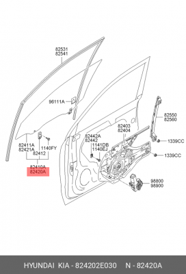 Стекло двери 824202E030 HYUNDAI KIA