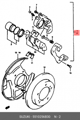 Суппорт тормозной 55102-56B30 SUZUKI