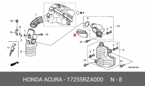 Патрубок 17255RZA000 HONDA