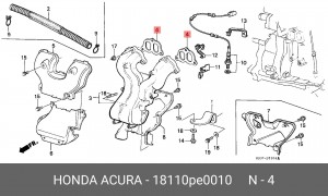 Прокладка, выпускной коллектор 18110PE0010 HONDA